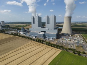 Aerial view of the lignite-fired power station ?Neurath? in North Rhine-Westphalia, Germany.