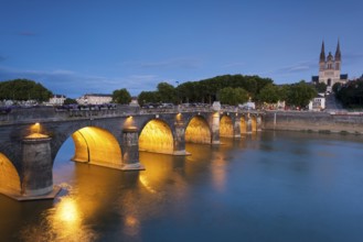 Verdun bridge and cathedral, Angers, Maine-et-Loire, France, Europe