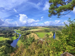 Aerial view of the picturesque river bend at Petersgrat Blick, which meanders through a varied