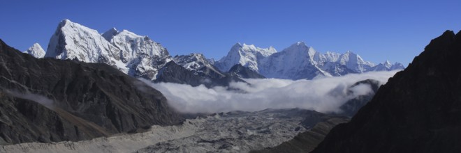 Thonak Tsho, Ngozumba Glacier and high mountains in the Himalayas