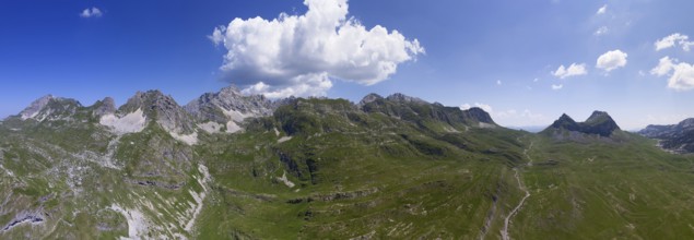 Aerial view on Bobotov Kuk and other mountains in the park Durmitor, Montenegro, panorama, Europe