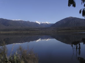 Looking south across Lake Haupiri in winter, West Coast, South Island, New Zealand, Oceania