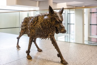 Recycled iron wolf, Cristino Diez, Museo de la evolución humana, MEH, Burgos, Spain, Europe