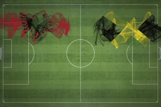 Albania vs Jamaica Soccer Match, national colors, national flags, soccer field, football game,