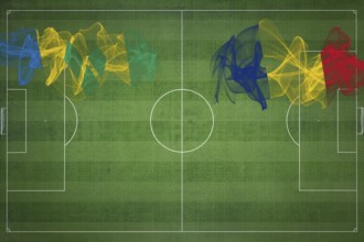 Saint Vincent and the Grenadines vs Romania Soccer Match, national colors, national flags, soccer