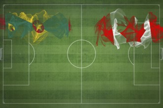 Grenada vs Canada Soccer Match, national colors, national flags, soccer field, football game,