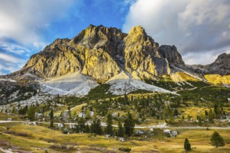 The concept of active and adventure tourism. Peaks rocks spectacularly stands on a background of