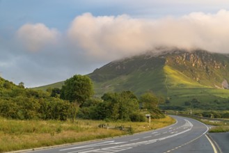 Welsh landscape on the Llyn Peninsula, view towards Yr Eifl, near Trefor, Gwynedd, Wales, UK
