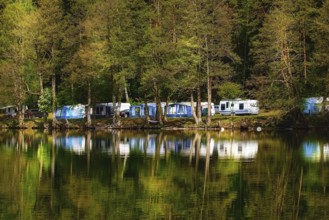 Car camping by the lake in Poland Augustow, Poland, Europe