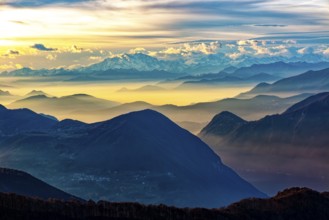 Sunset landscape on the alps from mount Tremezzo