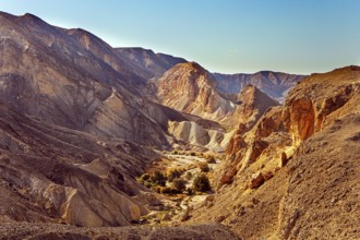 Magnificent sandstone multi-colored rocks. The Timna Valley in the south of the Arava Desert, near