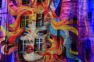 Projections on the façade of the Maison de la Duchesse Anne, light show at the turn of the year in