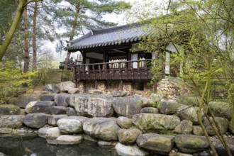 Traditional Korean house, Kye Zeong, Pavilion by the water, Korean Garden, Gardens of the World,