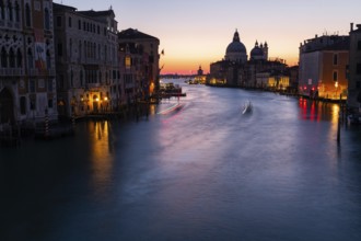 Morning atmosphere in front of sunrise, view of the Grand Canal from the Ponte dell' Accademia,