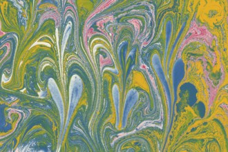 Ebru Marbling texture with floral patterns