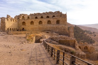 Al Karak, Jordan, November 4, 2022: Medieval Crusaders Castle in the center of the city and