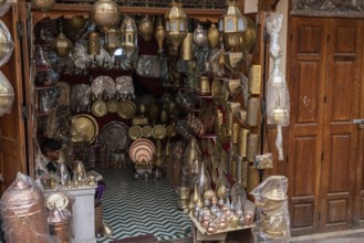 Famous Seffarine souk in the medina of Fes, Morocco, Africa