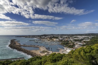 A view of the harbor and port town of Santa Marina di Leuca in southern Italy