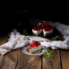 Delicious strawberry cream cheese tart with sponge base
