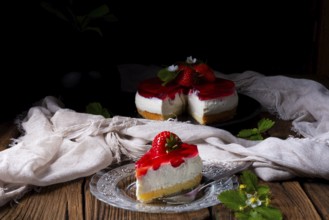 Delicious strawberry cream cheese tart with sponge base