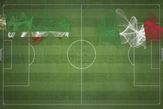Chechnya vs Italy Soccer Match, national colors, national flags, soccer field, football game,