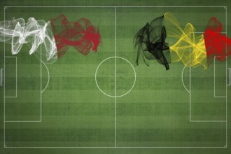 Malta vs Belgium Soccer Match, national colors, national flags, soccer field, football game,