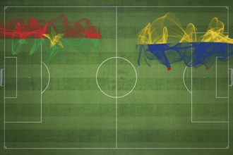 Burkina Faso vs Colombia Soccer Match, national colors, national flags, soccer field, football
