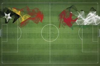 East Timor vs Palestine Soccer Match, national colors, national flags, soccer field, football game,