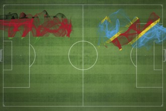 Malawi vs DR Congo Soccer Match, national colors, national flags, soccer field, football game,
