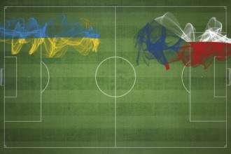 Rwanda vs Czech Republic Soccer Match, national colors, national flags, soccer field, football