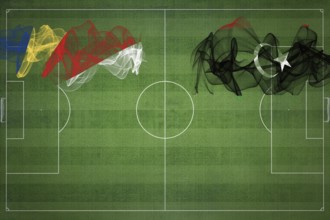 Seychelles vs Libya Soccer Match, national colors, national flags, soccer field, football game,