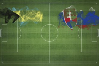 Bahamas vs Slovakia Soccer Match, national colors, national flags, soccer field, football game,