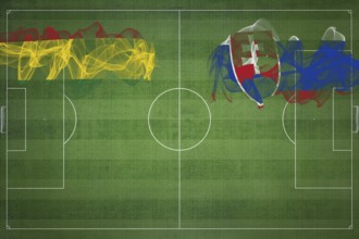 Bolivia vs Slovakia Soccer Match, national colors, national flags, soccer field, football game,