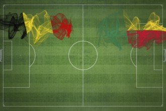 Belgium vs Benin Soccer Match, national colors, national flags, soccer field, football game,