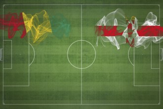 Guinea vs Northern Ireland Soccer Match, national colors, national flags, soccer field, football