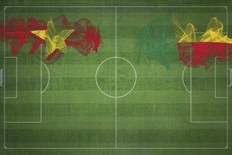 Vietnam vs Benin Soccer Match, national colors, national flags, soccer field, football game,