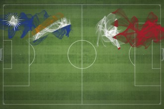 Marshall Islands vs Bahrain Soccer Match, national colors, national flags, soccer field, football