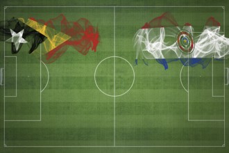East Timor vs Paraguay Soccer Match, national colors, national flags, soccer field, football game,