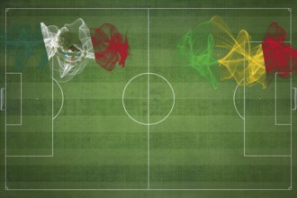 Mexico vs Mali Soccer Match, national colors, national flags, soccer field, football game,