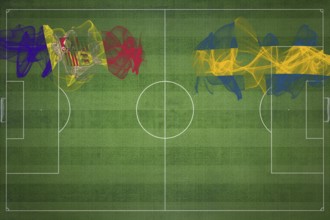 Andorra vs Sweden Soccer Match, national colors, national flags, soccer field, football game,