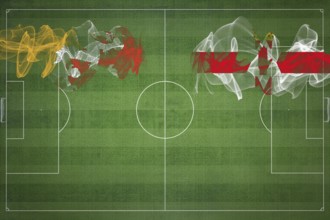 Bhutan vs Northern Ireland Soccer Match, national colors, national flags, soccer field, football