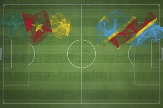 Cameroon vs DR Congo Soccer Match, national colors, national flags, soccer field, football game,