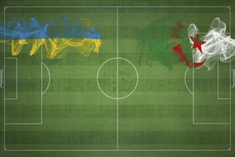 Rwanda vs Algeria Soccer Match, national colors, national flags, soccer field, football game,