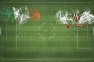 Ireland vs Iran Soccer Match, national colors, national flags, soccer field, football game,