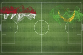 Indonesia vs Mauritania Soccer Match, national colors, national flags, soccer field, football game,