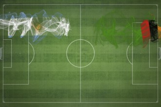 Argentina vs Zambia Soccer Match, national colors, national flags, soccer field, football game,