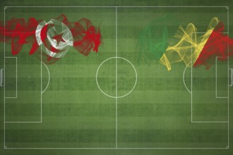 Tunisia vs Congo Soccer Match, national colors, national flags, soccer field, football game,