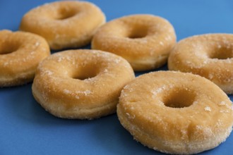 Doughnuts on blue background