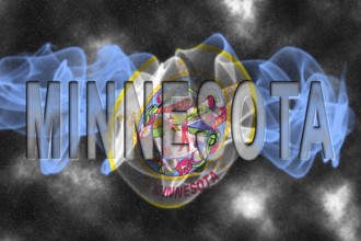 Minnesota Flag with Starry Background Smoke Effect