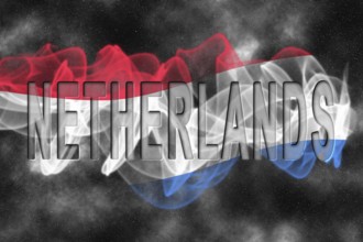 Netherlands Flag with Starry Background Smoke Effect